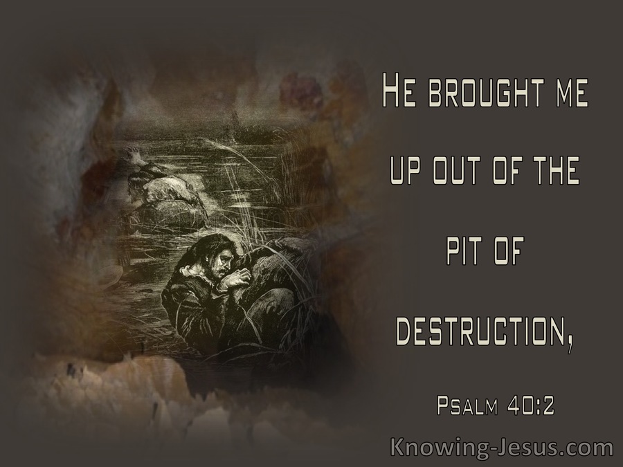 Psalm 40:2 He Brought Me Up Put Of The Pit Of Destruction (brown)